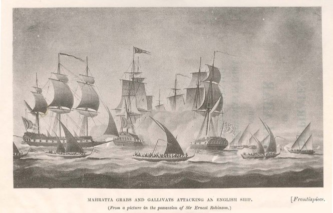 Maratha Grabs and Gallivats attacking an English Ship